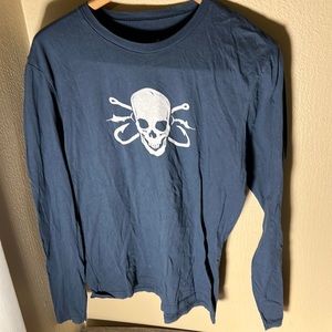 White Marlie Mens LS Skull & Hooks Tee Color Blue Size Medium